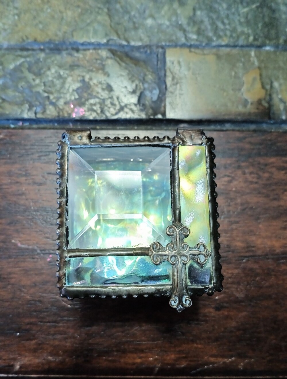J. Devlin Stained Glass Cross Keepsake Box